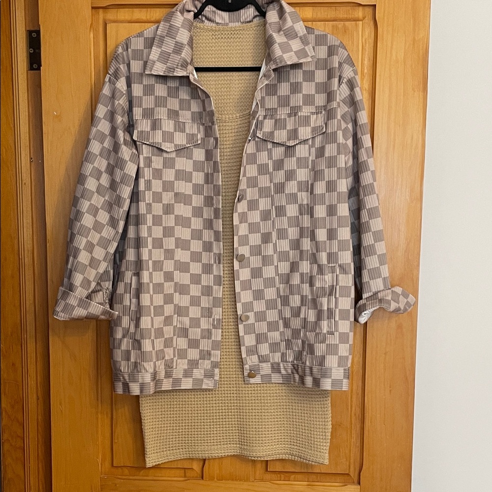 M.    Beautyful Checkered Utility Overshirt.  NWOT